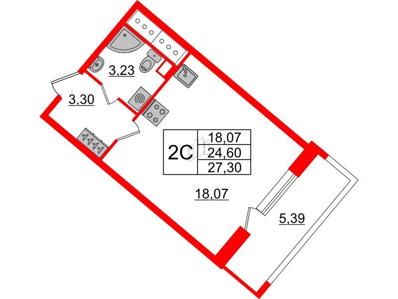 Квартира в ЖК «Пульс Премьер», студия, 24.9 м², 7 этаж
