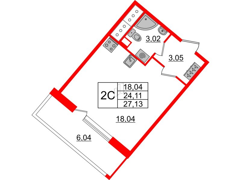 Квартира в ЖК Pulse Premier, студия, 24.11 м², 7 этаж