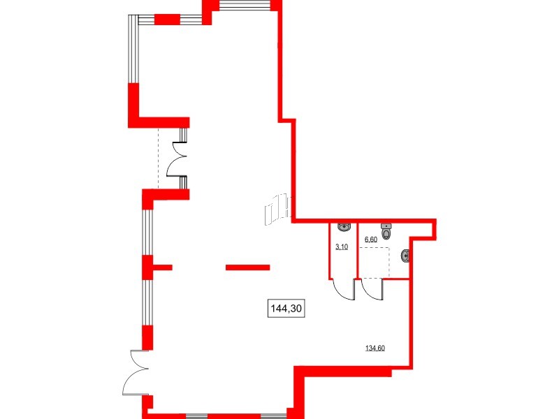 Помещение в ЖК NEWПИТЕР, 144.3 м², 1 этаж