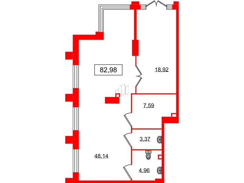 Помещение в ЖК Морская набережная.SeaView 2, 82.7 м², 1 этаж