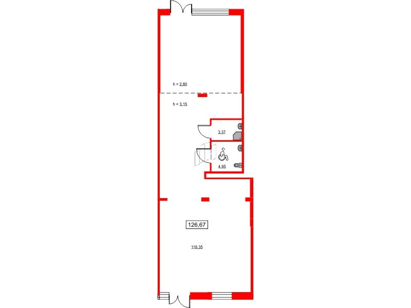 Помещение в ЖК ID Светлановский, 126.5 м², 1 этаж