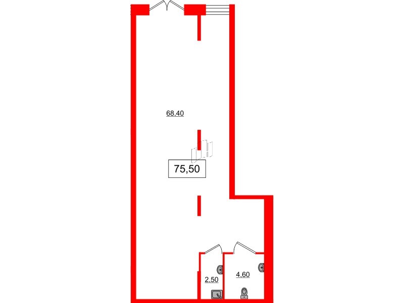 Помещение в ЖК Новый Питер, 75.3 м², 1 этаж