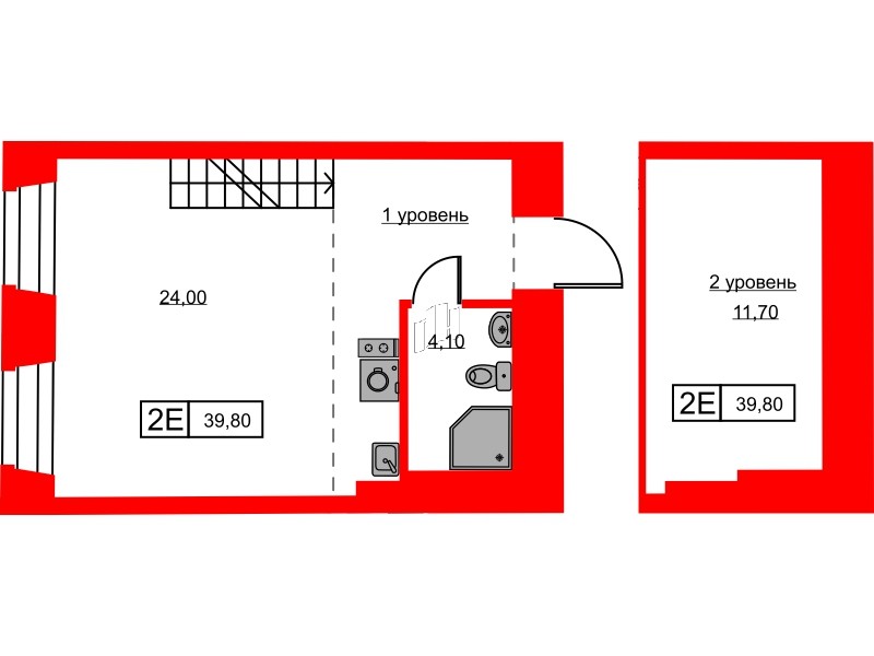 Апартаменты в ЖК Hovard Club, 1 комнатные, 37.9 м², 5 этаж