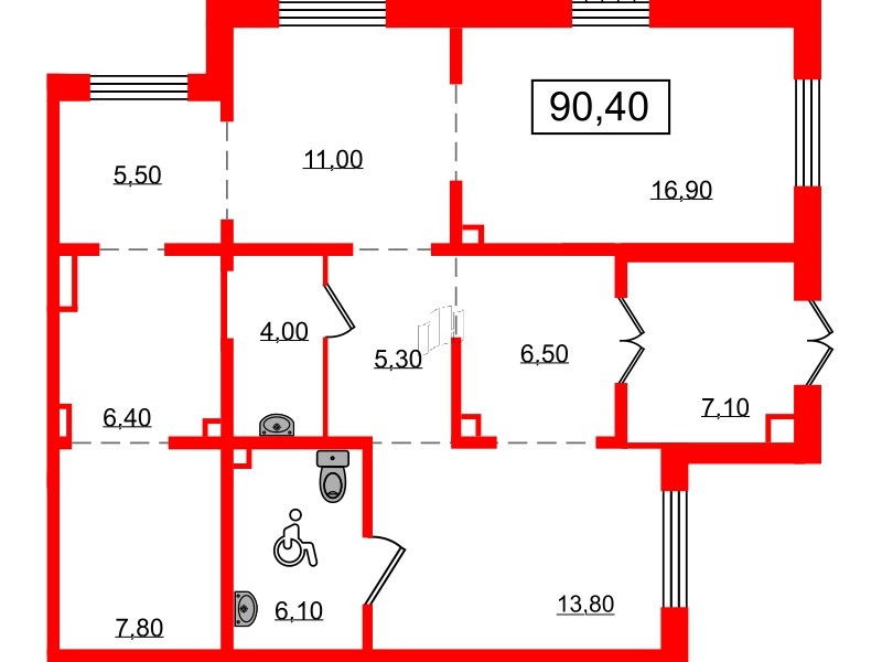 Помещение в ЖК Заповедный парк, 90.4 м², 1 этаж