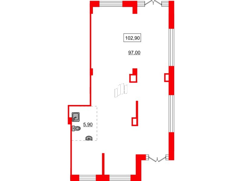 Помещение в ЖК Аквилон Сторис, 102.9 м², 1 этаж