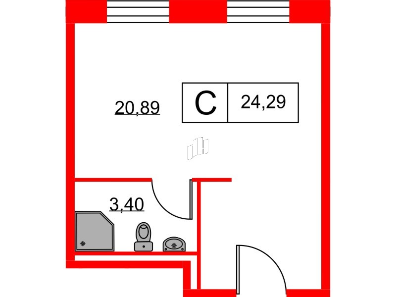 Апартаменты в ЖК Вольта, студия, 24.29 м², 15 этаж
