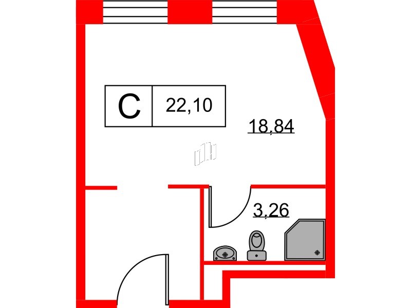 Апартаменты в ЖК Вольта, студия, 22.1 м², 14 этаж