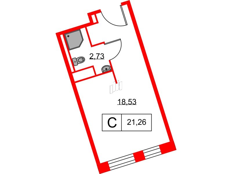 Апартаменты в ЖК Вольта, студия, 21.26 м², 8 этаж