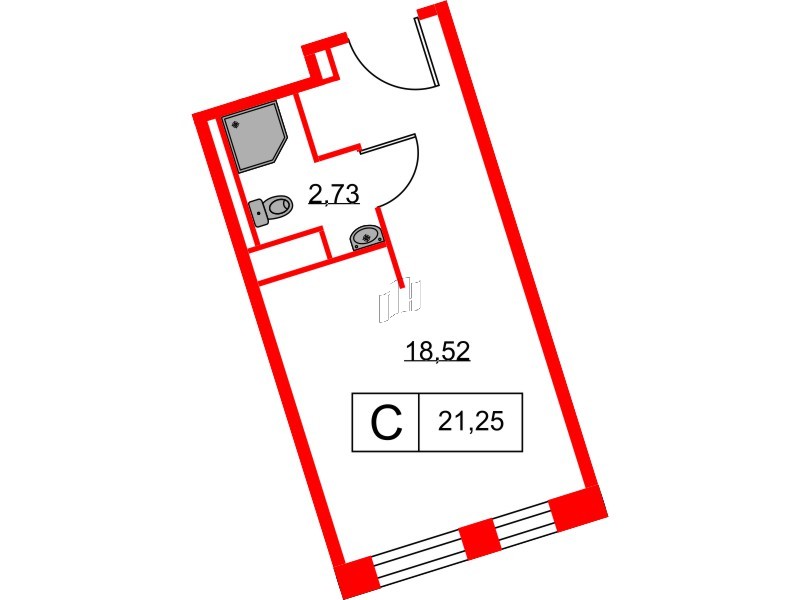 Апартаменты в ЖК Вольта, студия, 21.25 м², 14 этаж