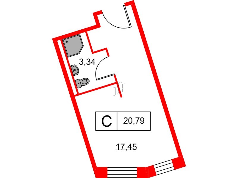 Апартаменты в ЖК Вольта, студия, 20.79 м², 4 этаж