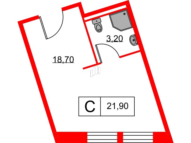 Апартаменты в ЖК Вольта, студия, 21.9 м², 7 этаж