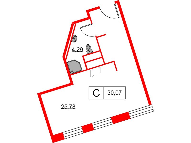 Апартаменты в ЖК Вольта, студия, 30.07 м², 4 этаж