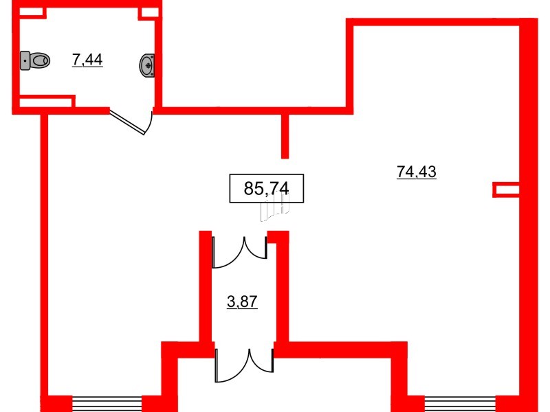 Помещение в ЖК ЦДС Parkolovo, 85.74 м², 1 этаж