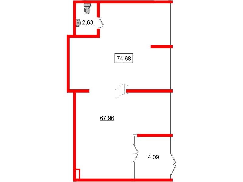 Помещение в ЖК ЦДС Новые Горизонты - 2, 74.68 м², 1 этаж