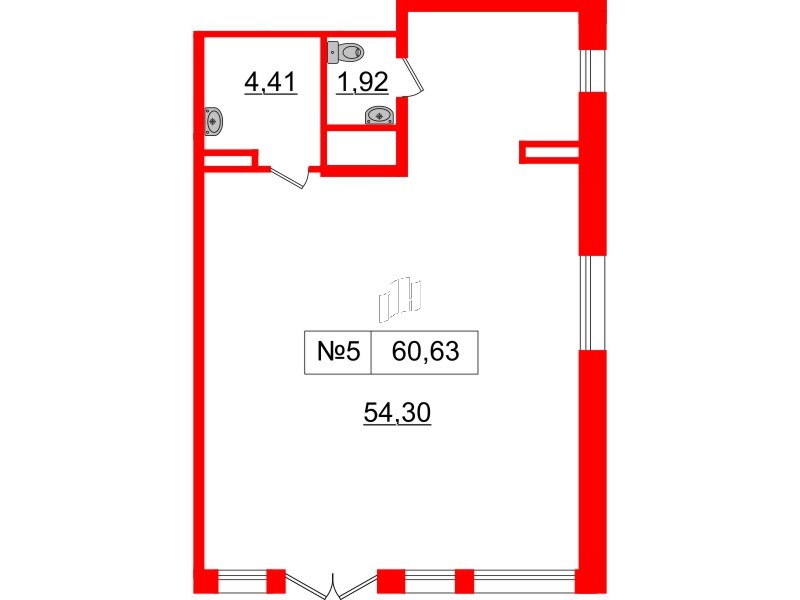 Аренда помещения в ЖК Прайм Приморский, 60.63 м², 1 этаж