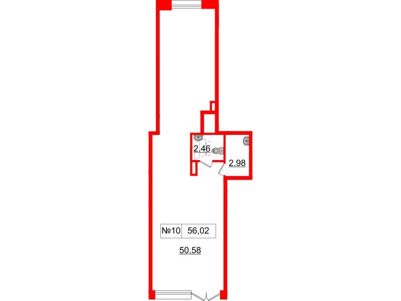 Аренда помещения в ЖК Прайм Приморский, 56.02 м², 1 этаж