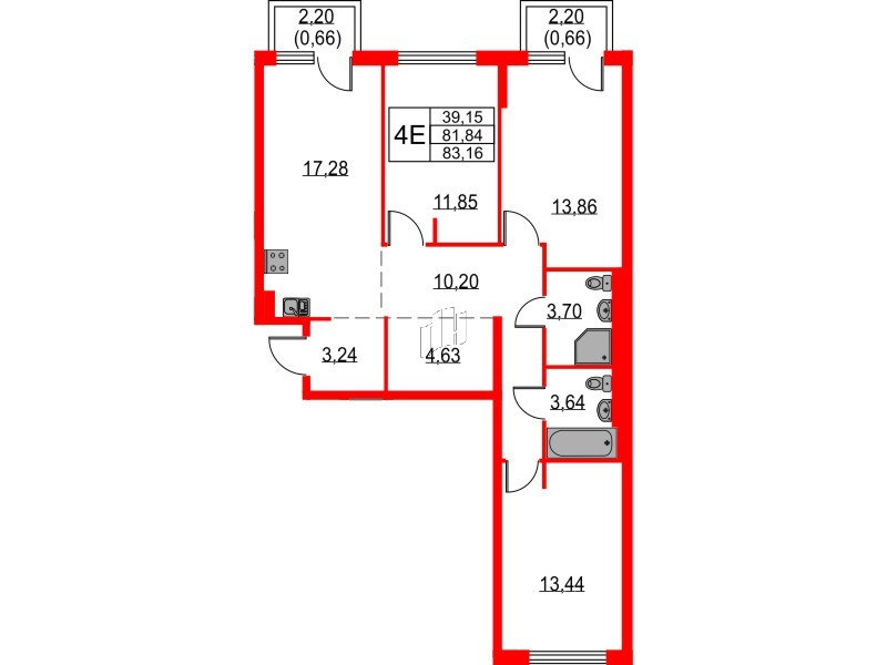 Квартира в ЖК Невская долина, 3 комнатная, 83.16 м², 7 этаж