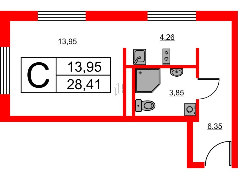 Апартаменты в ЖК «Авеню Апарт Пулково», студия, 28.41 м², 8 этаж