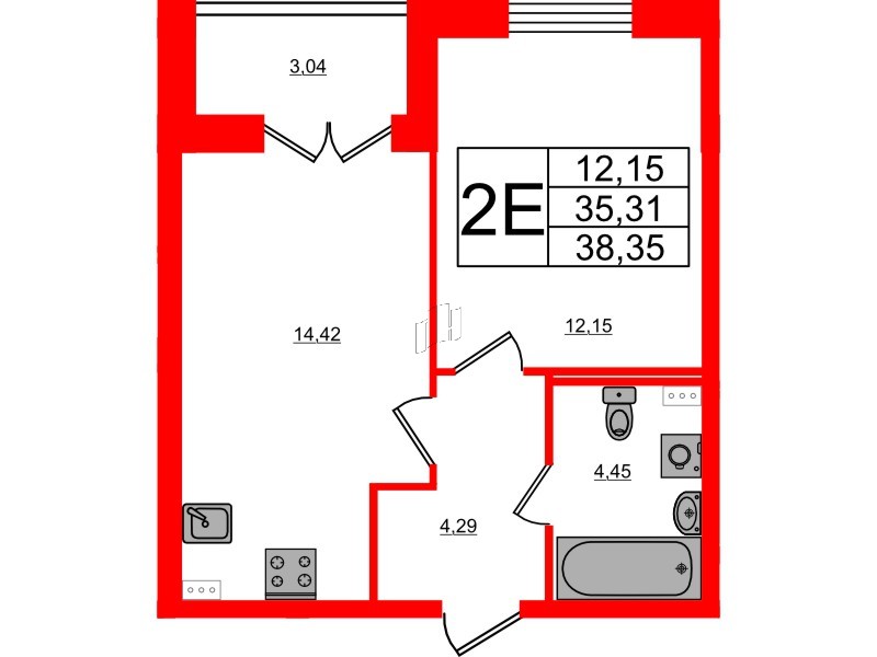 Квартира в ЖК Ново-Антропшино, 1 комнатная, 36.83 м², 1 этаж