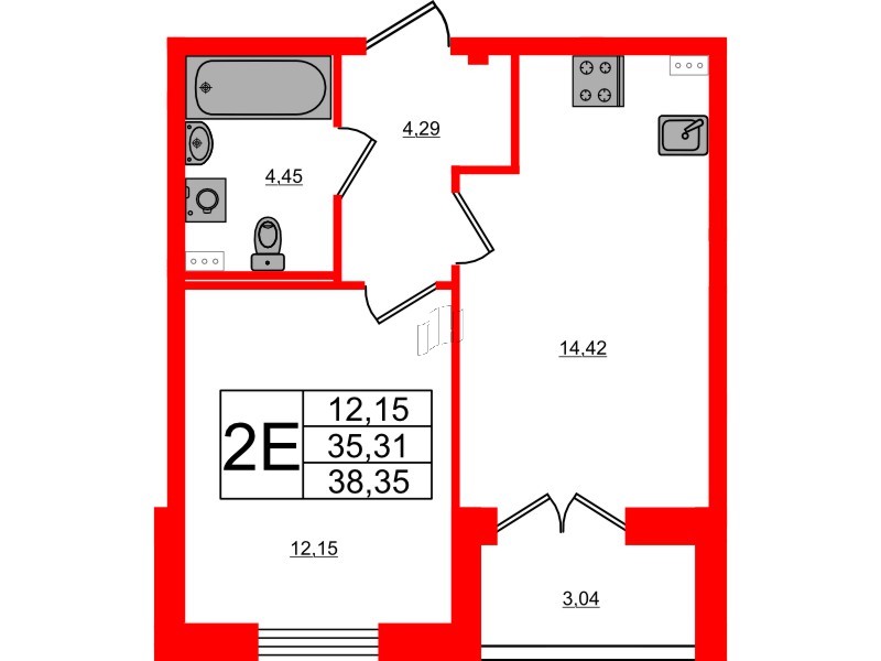 Квартира в ЖК «Ново-Антропшино», 1 комнатная, 36.83 м², 1 этаж