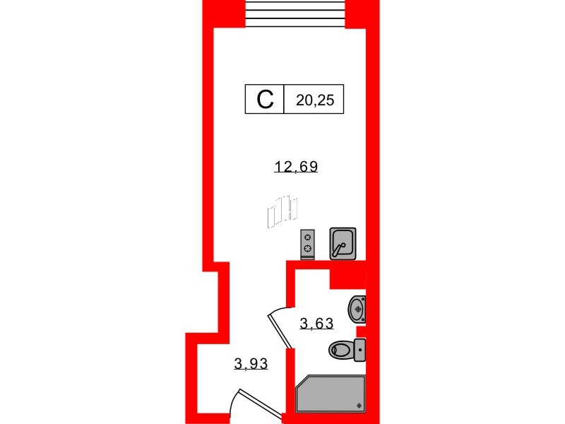 Апартаменты в ЖК 17/33 Петровский Остров, студия, 20.25 м², 4 этаж