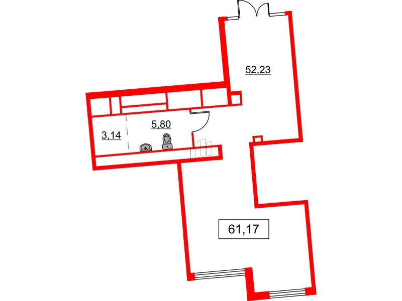 Помещение в ЖК ЦДС Новосаратовка «Город первых», 61.17 м², 1 этаж