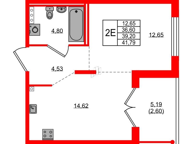 Квартира в ЖК Образцовый квартал, 1 комнатная, 36.6 м², 1 этаж