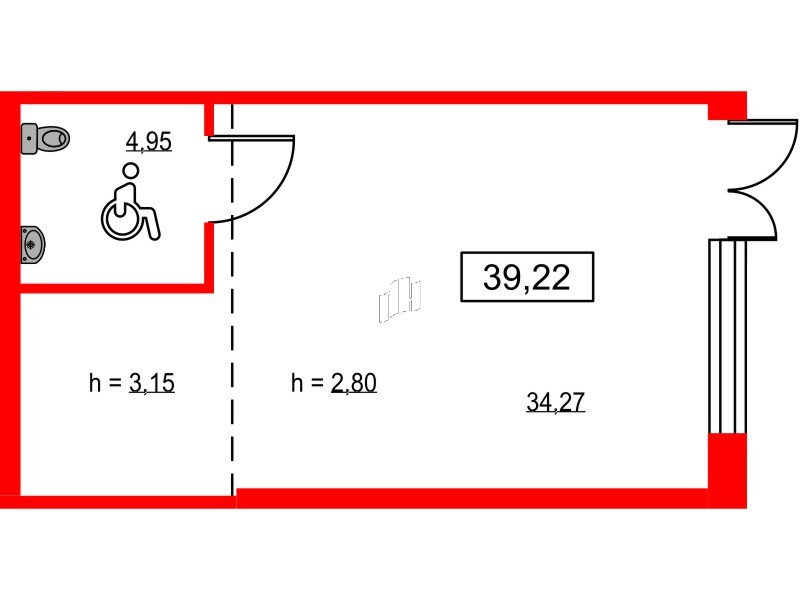 Помещение в ЖК ID Светлановский, 39.3 м², 1 этаж