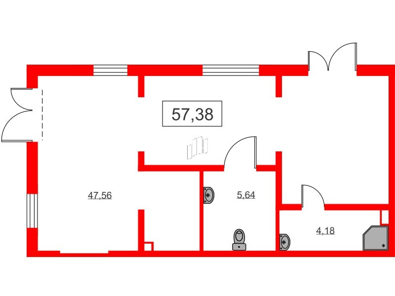 Помещение в ЖК Морская миля, 56 м², 1 этаж