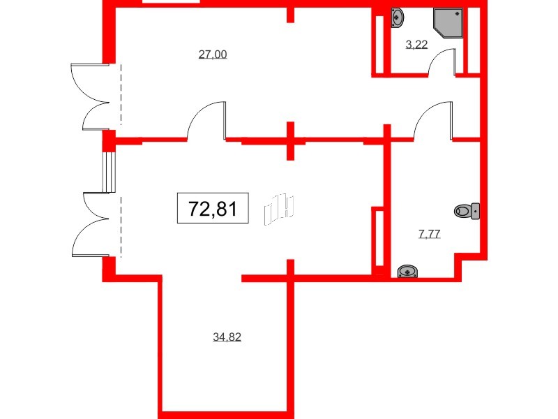 Помещение в ЖК Морская миля, 72.6 м², 1 этаж