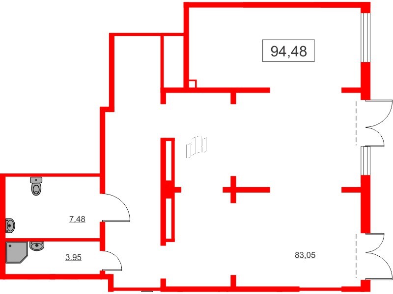 Помещение в ЖК Морская миля, 94.2 м², 1 этаж
