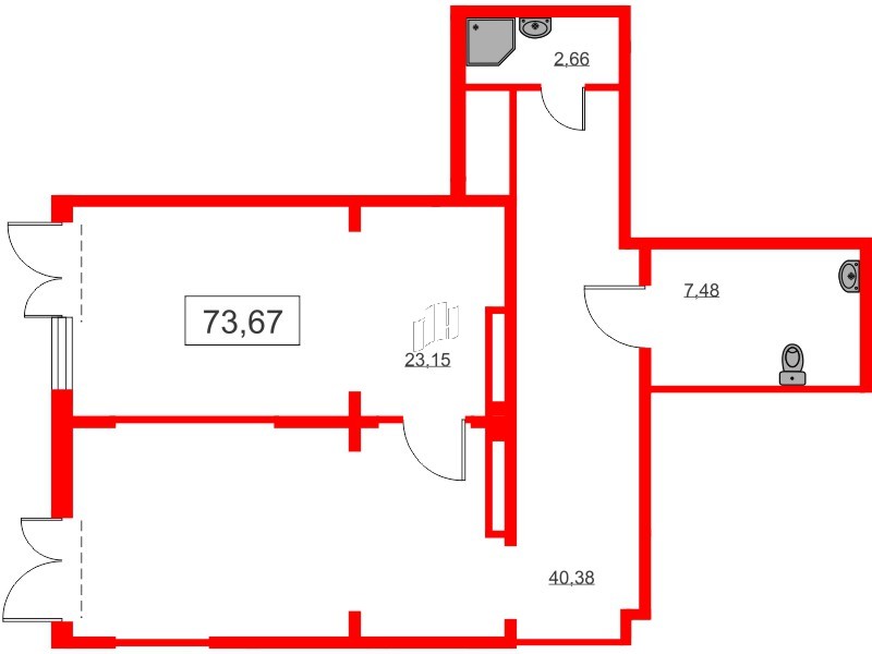 Помещение в ЖК Морская миля, 72.8 м², 1 этаж