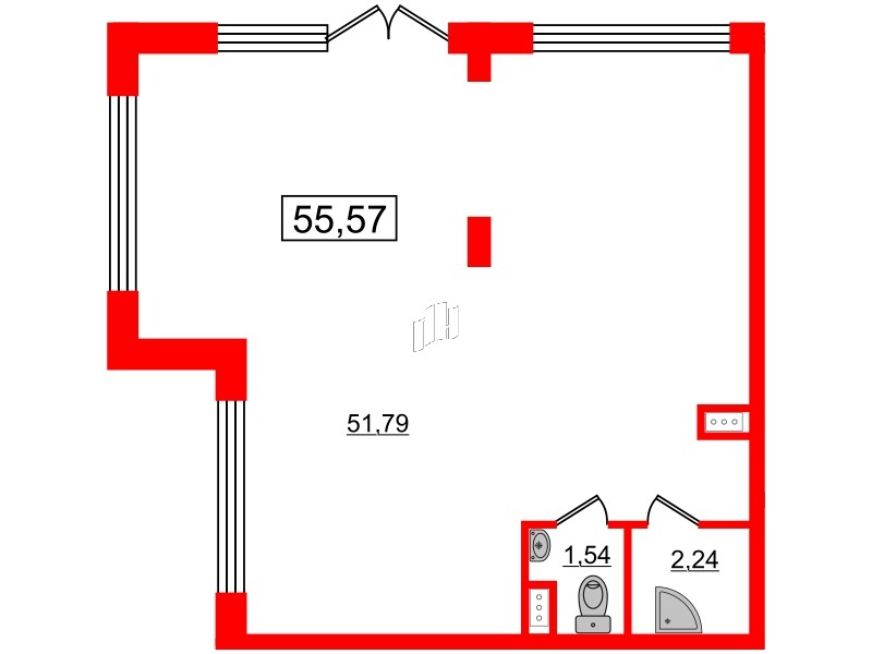 Аренда помещения в ЖК Солнечный город. Резиденции, 55.57 м², 1 этаж