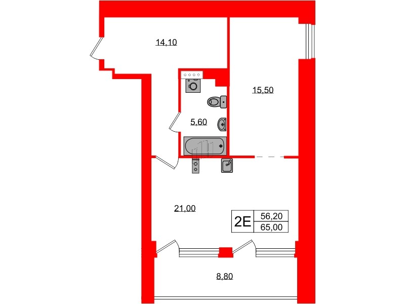 Апартаменты в ЖК Морская Ривьера, 1 комнатные, 65 м², 9 этаж