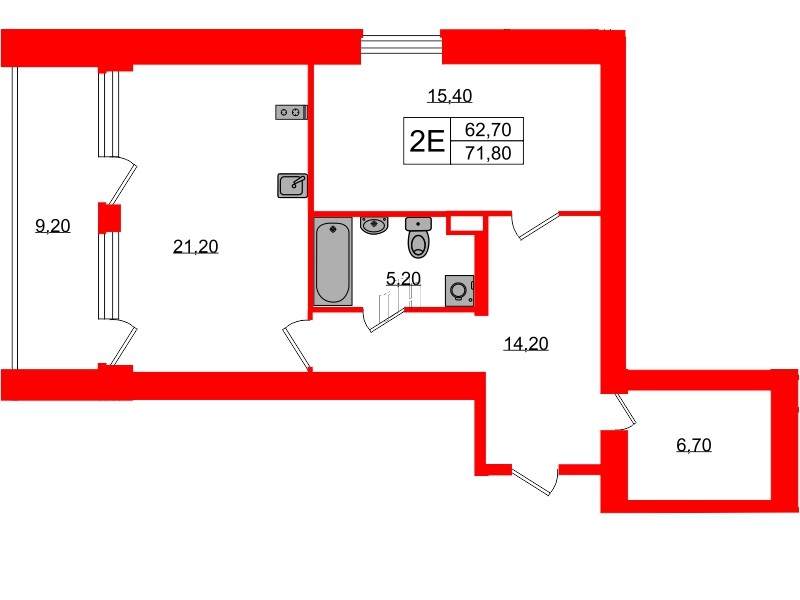 Апартаменты в ЖК Морская Ривьера, 1 комнатные, 71.8 м², 1 этаж