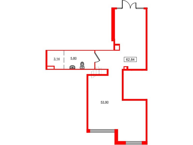 Помещение в ЖК ЦДС Новосаратовка «Город первых», 62.84 м², 1 этаж