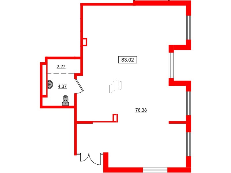 Помещение в ЖК ЦДС Новосаратовка «Город первых», 83.02 м², 1 этаж