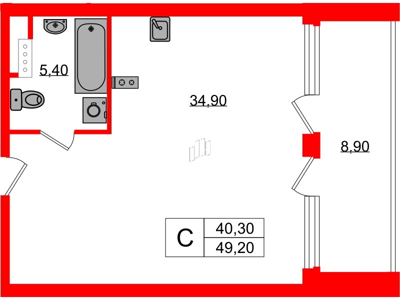 Апартаменты в ЖК Морская Ривьера, студия, 49.2 м², 11 этаж