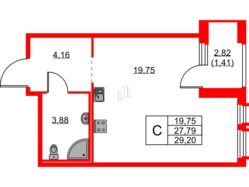 Квартира в ЖК «Парголово», студия, 29.2 м², 11 этаж