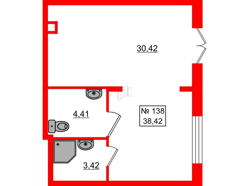 Помещение в ЖК Верево Сити, 38.42 м², 1 этаж