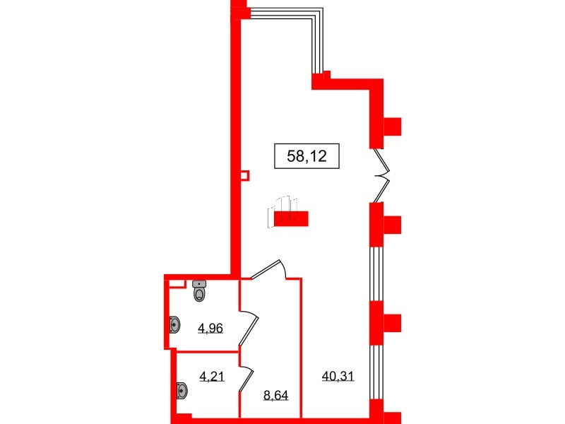 Помещение в ЖК Морская набережная.SeaView 2, 58.2 м², 1 этаж