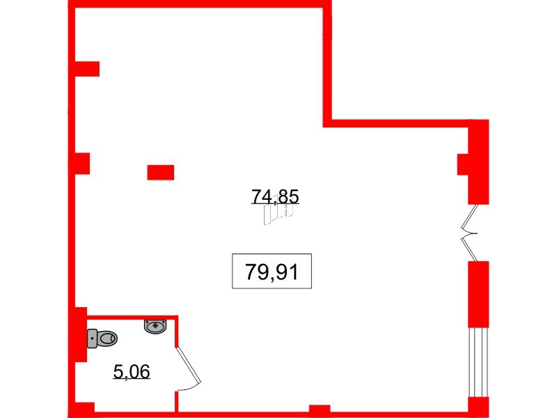 Помещение в ЖК Айди Политех, 79.91 м², 1 этаж