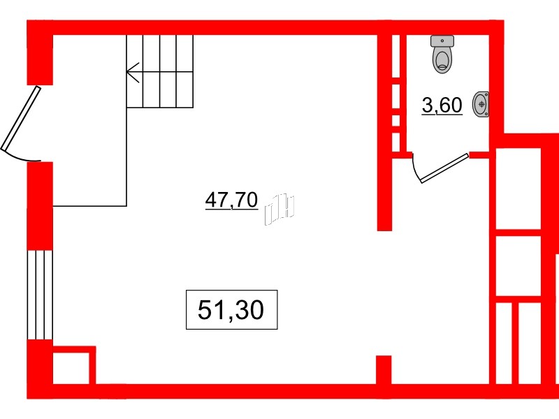 Помещение в ЖК ID Park Pobedy, 51.3 м², 1 этаж