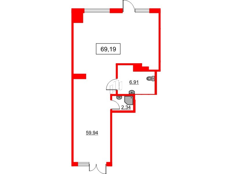 Помещение в ЖК Лето, 69.19 м², 1 этаж