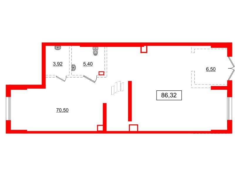Помещение в ЖК Аквилон Leaves, 86.32 м², 1 этаж