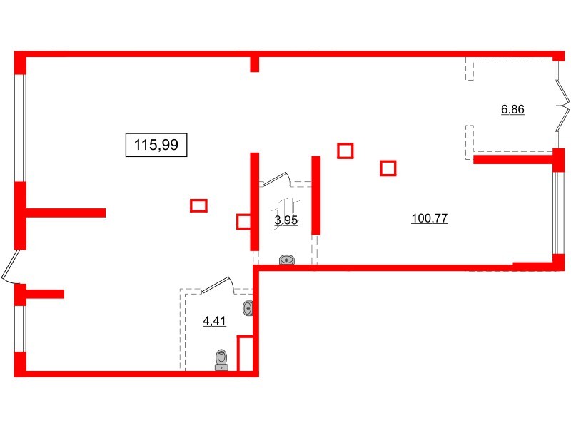 Помещение в ЖК Аквилон Leaves, 115.99 м², 1 этаж