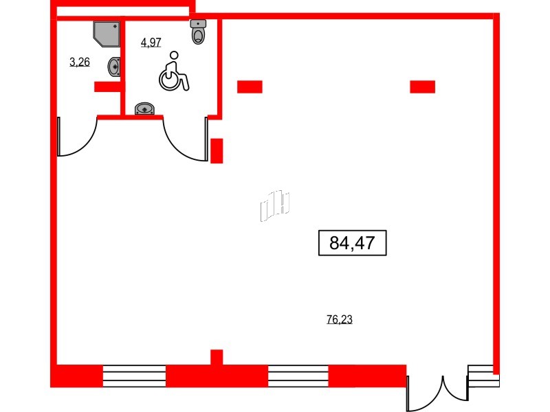 Помещение в ЖК ID Светлановский, 84.7 м², 1 этаж