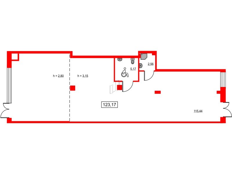 Помещение в ЖК ID Светлановский, 123.8 м², 1 этаж