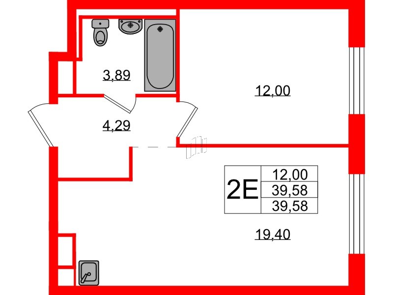 Квартира в ЖК Новые Лаврики, 1 комнатная, 39.58 м², 2 этаж