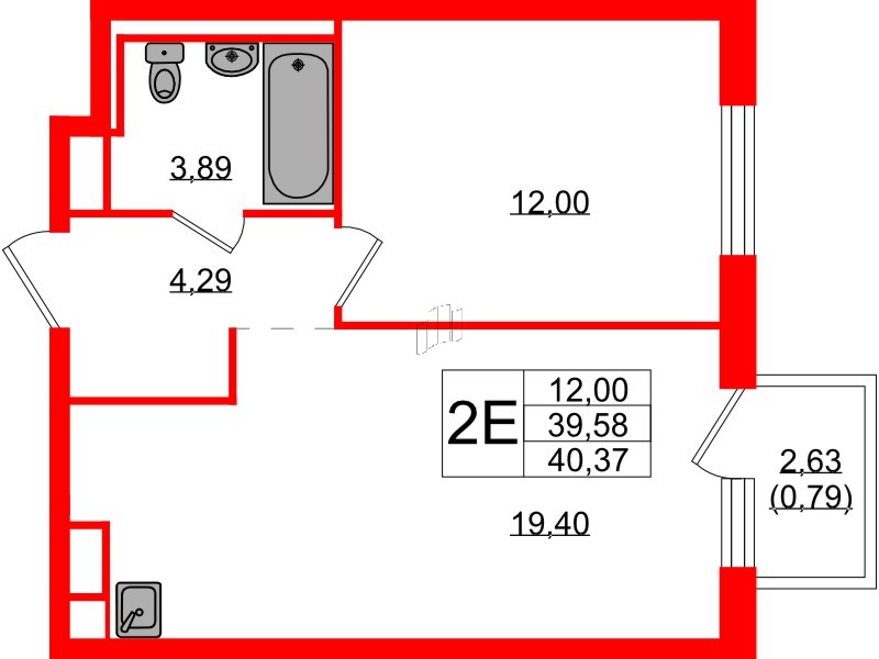 Квартира в ЖК Новые Лаврики, 1 комнатная, 40.37 м², 5 этаж